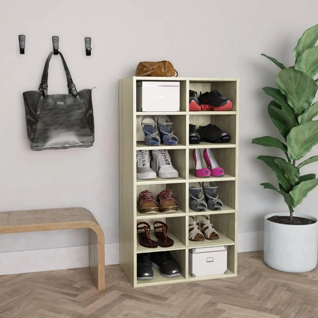 Étagère à chaussures couleur chêne pour optimiser l'espace intérieur