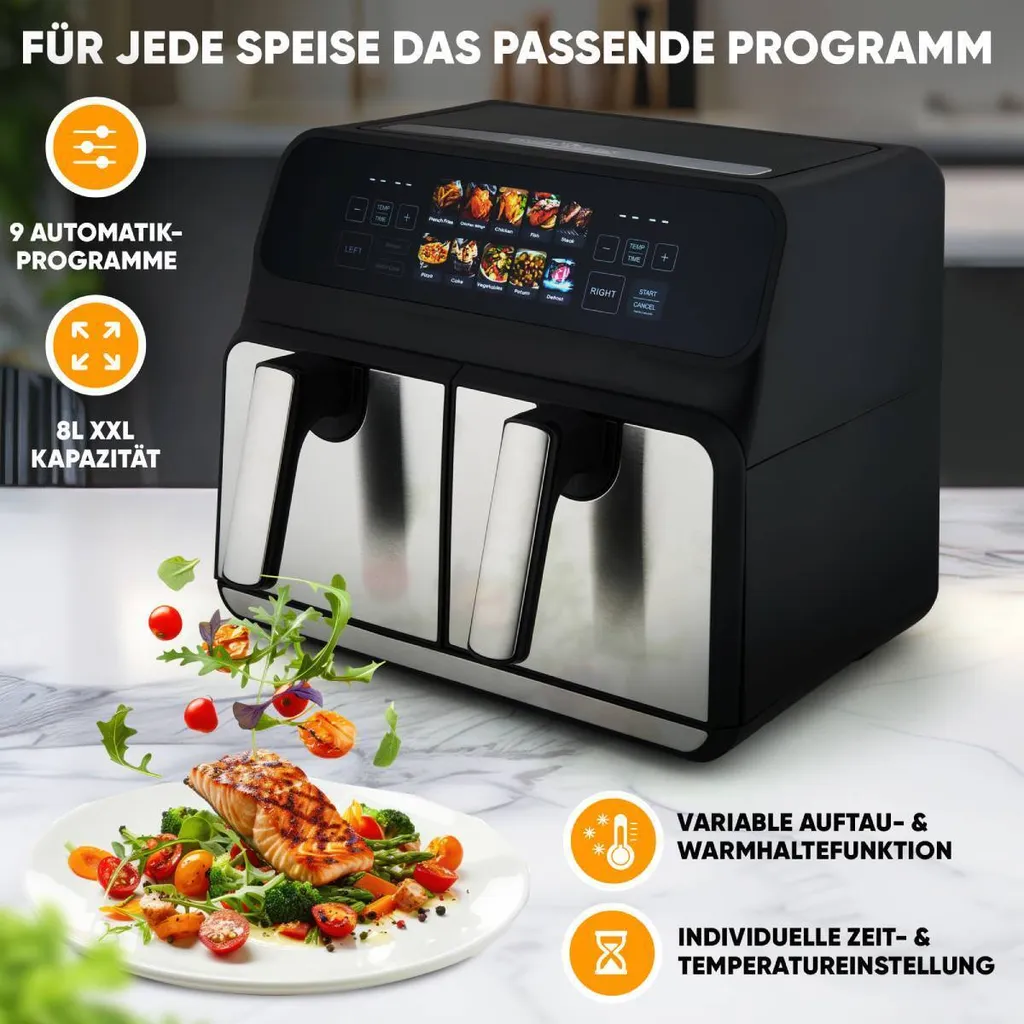 Friteuse double compartiment 8L pour cuisiner deux plats simultanément - 6