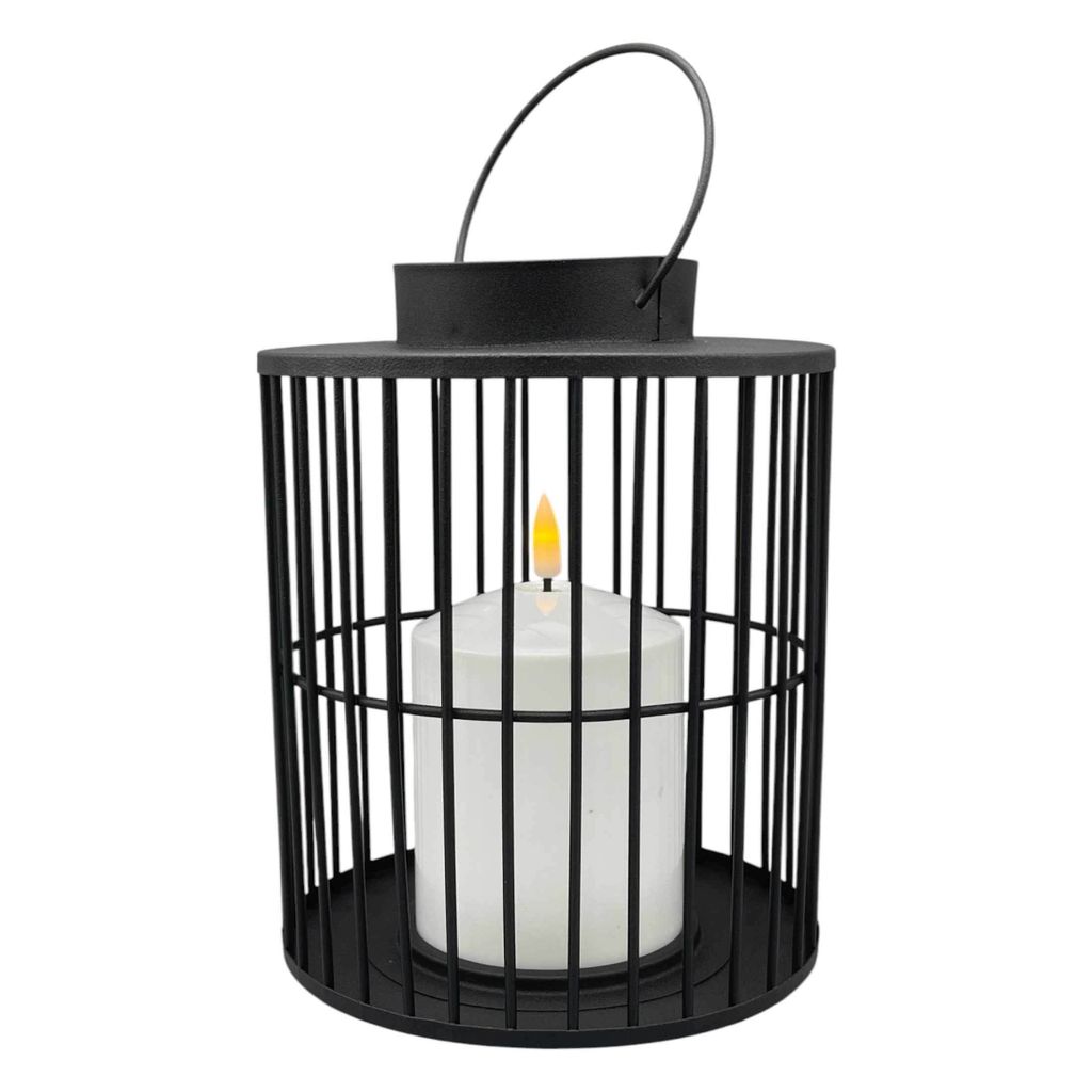 Coen Bakker Laterne Metall schwarz matt für Außen 15x18cm mit LED Kerze warmweiß Timer