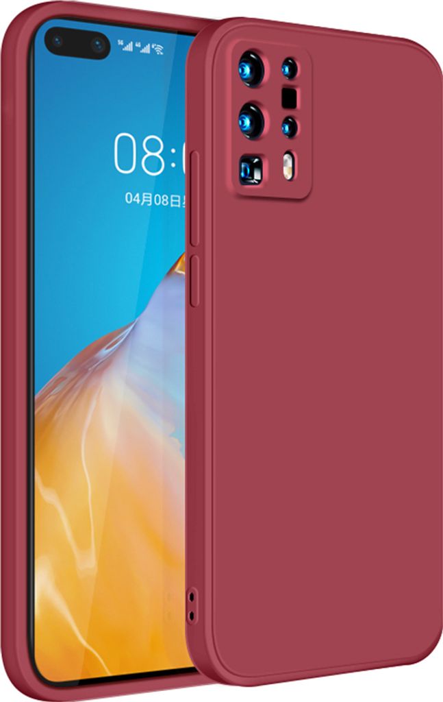 Huawei P40 Pro+ Hülle, LaimTop Slim Liquid Silikon Gel Gummi Schutzhülle für Huawei P40 Pro Plus Rot