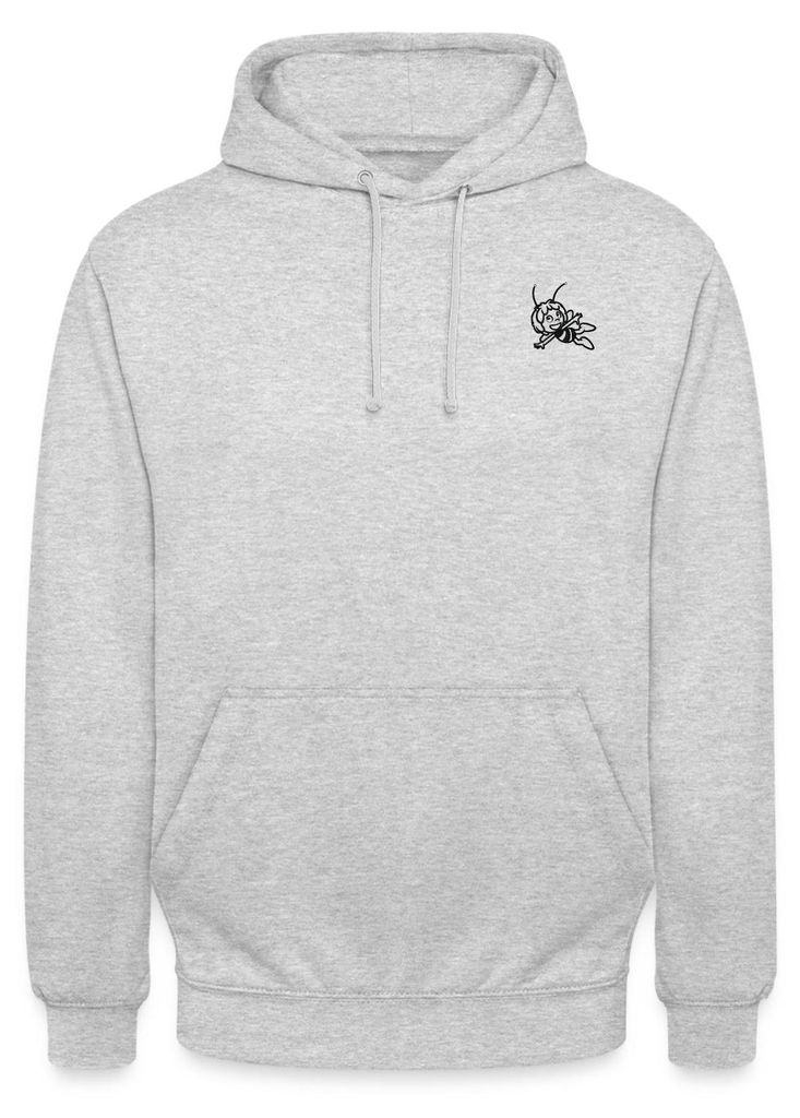 Spreadshirt Biene Maja Fliegend Stick Uni Hoodie, 4XL, Hellgrau meliert