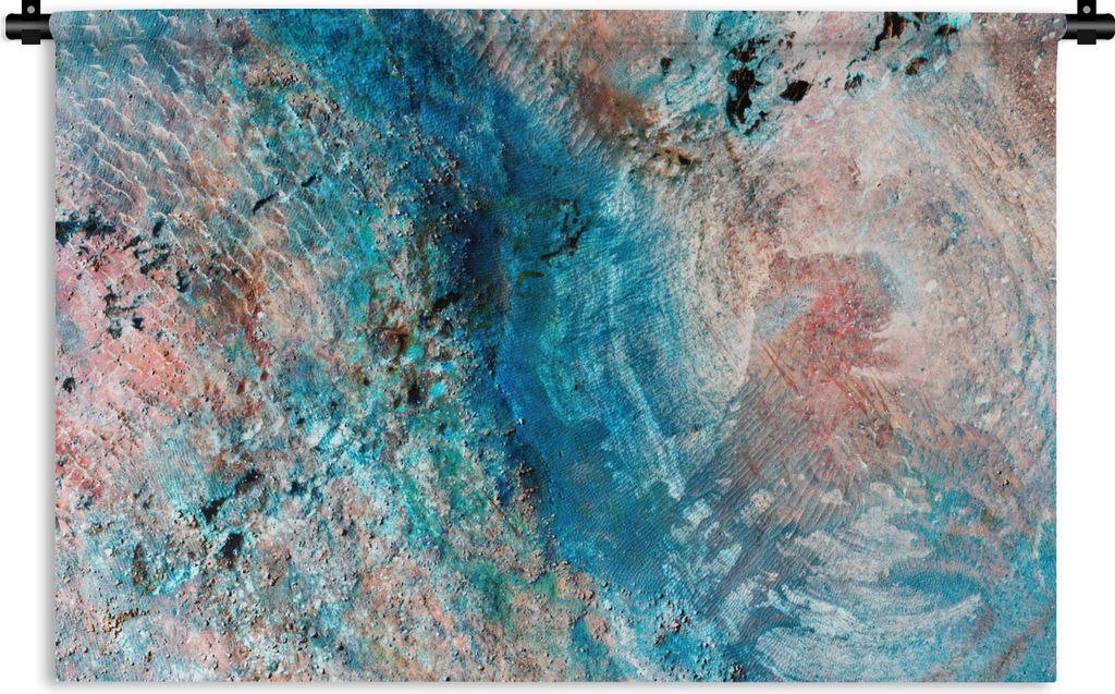 MuchoWow Wandteppich Wandbehang Blaue Farben auf einem Gemälde 150x100 cm Tapisserie Dekoration Wandtuch - Waschbar - Tapisserien - Wand-Decke