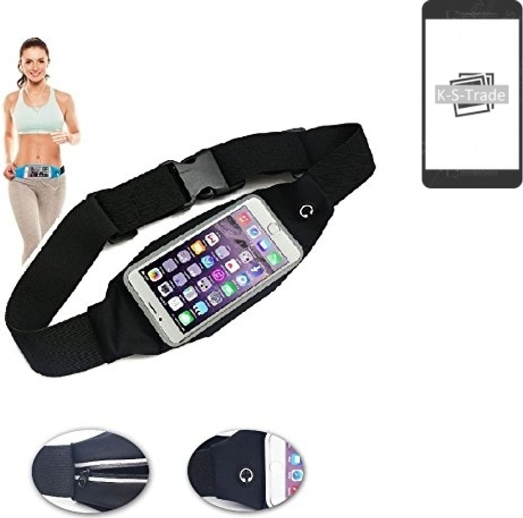 K-S-Trade Jogging-Armband kompatibel mit Apple iPhone 12 Gürteltasche Umhängetasche Bauchtasche schwarz Sport Running Jogging Fitness Laufen