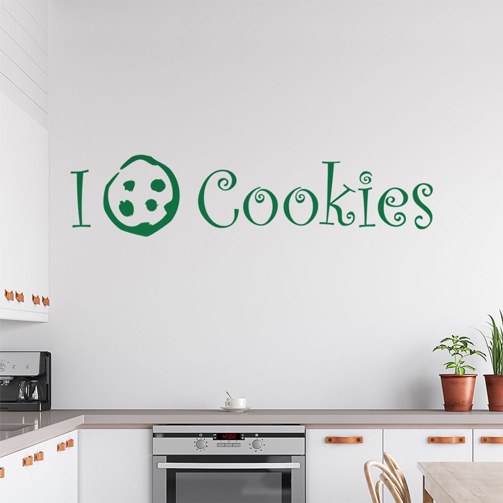 I love Cookies Wandtattoo in 6 Größen - Wandaufkleber Wall Sticker - Dekoration, Küche, Wohnzimmer, Schlafzimmer, Badezimmer