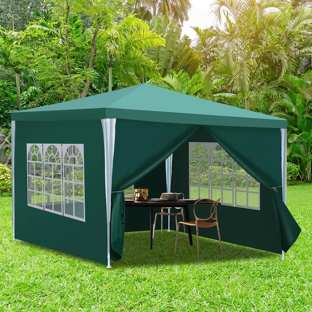 Gazebo da Giardino 3x3m Bettizia Verde con Pannelli e Ingresso UV