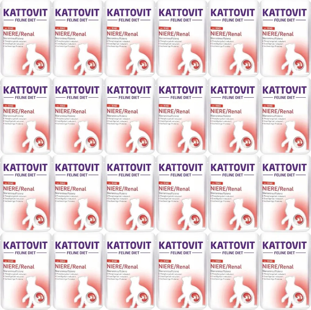 Kattovit Niere Rénal Bœuf 24 sachets 85g : faible phosphore et protéines