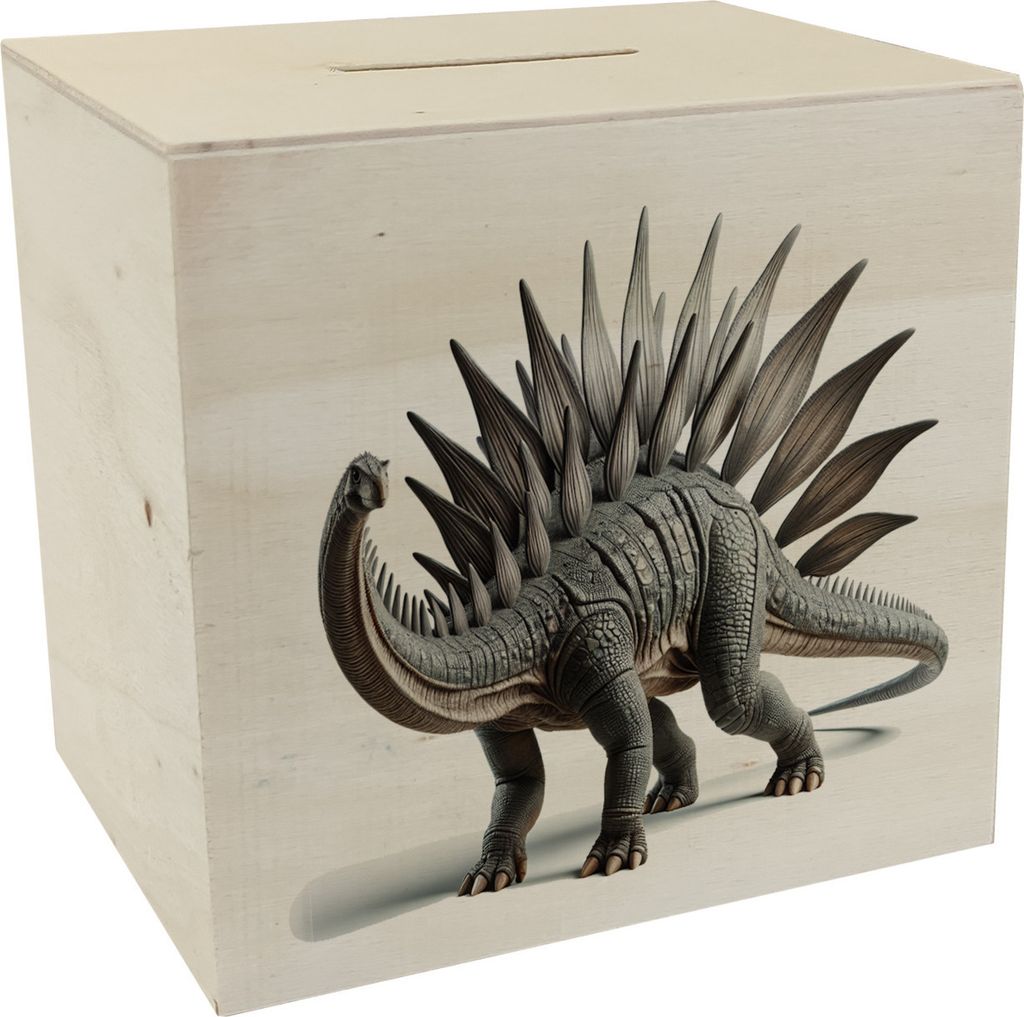 Stegosaurus Spardose aus Holz