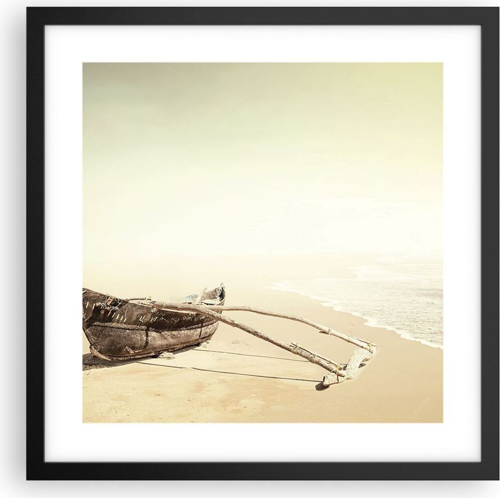 Gerahmtes Poster - Schwarzer Rahmen - £ódŸ Wrack Meer - 40x40 cm - Wand Bild - Wanddeko - Wandbilder - Kunstposter - Wandposter - Bilderrahmen -...