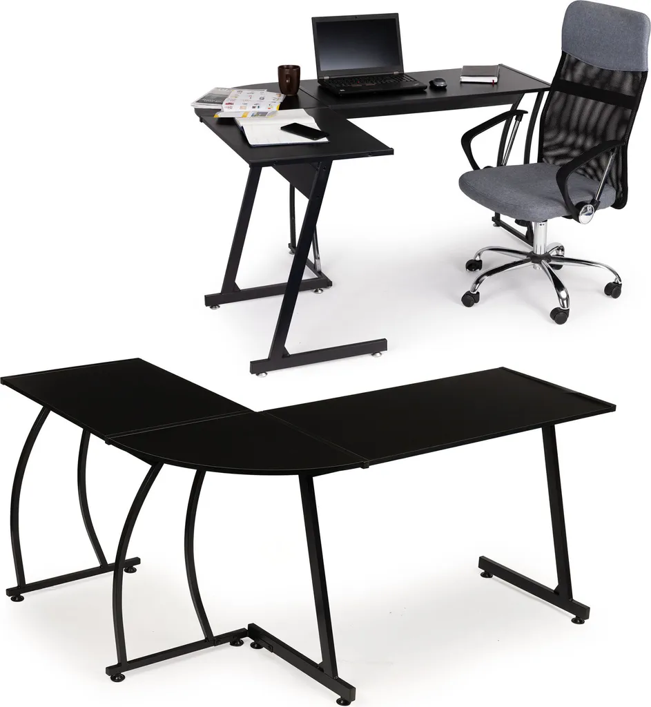 Bureau de jeu d'angle informatique pour chambre d'ado table école noir