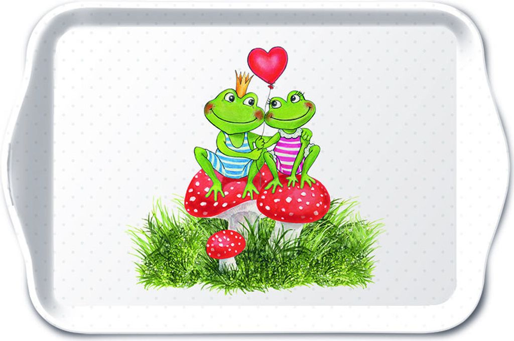 Tablett - 13x21 cm - Frogs in love - verliebte Frösche