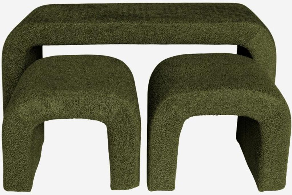sweeek - Bank und Satzhocker Bouclé - Khaki Produktbild 