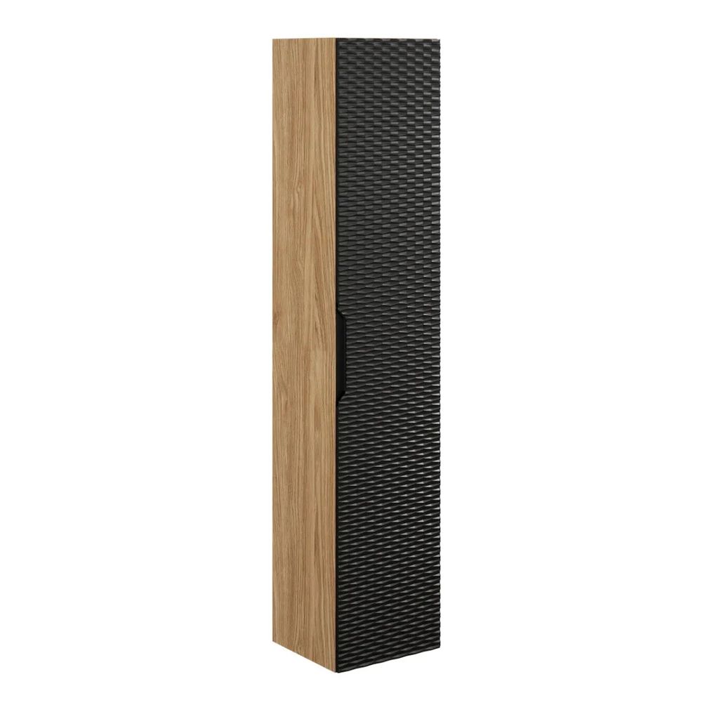 Hochschrank für Badezimmer 170 cm Schwarz Matt Eiche Geölt Produktbild 