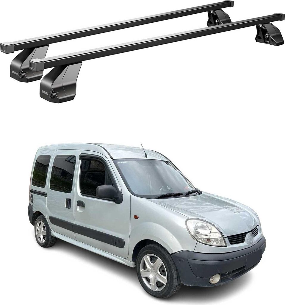 Menabo Dachträger für Renault Kangoo Express 1997-2007 75kg Stahl Schwarz 2x