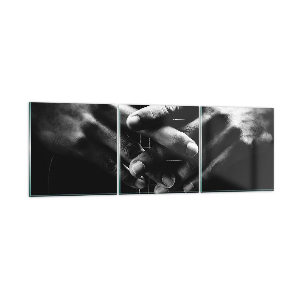 Bilder auf glas - 3 Teile - Gitarre Musiker Musik - 150x50cm - Glasbilder - Wandbilder - Bilder - zum Aufhängen bereit - Wanddekoration aus Glas -...