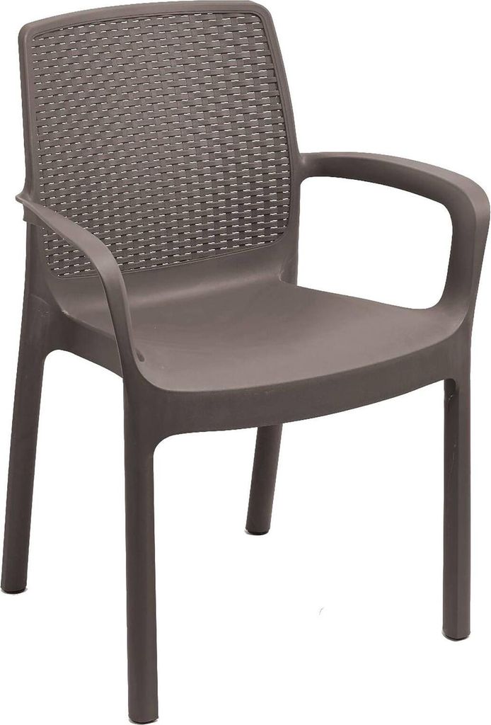 Gartenstuhl Dmoll, Gartensitz, Stuhl für Esstisch, Gartensessel mit Rattaneffekt, 100 % Italy, 54x60h82 cm, Braun