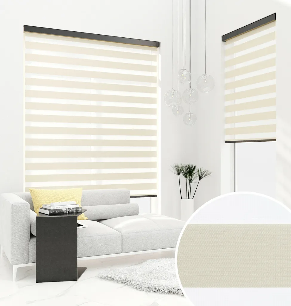 Store Jour Nuit Anti Vis-à-Vis BH12 Crème 110x220 - Cassette Noire Élégante