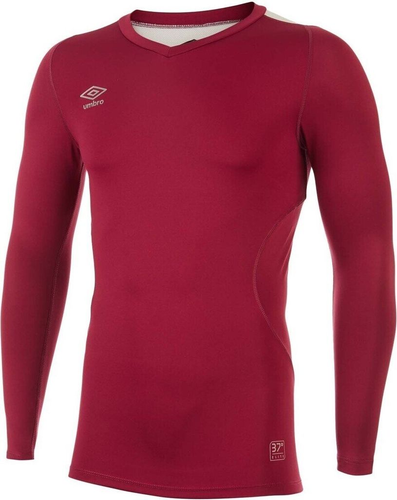 Umbro - "Elite" Base Layer Oberteil V-Ausschnitt für Herren UO265 (4XL) (Weinrot)