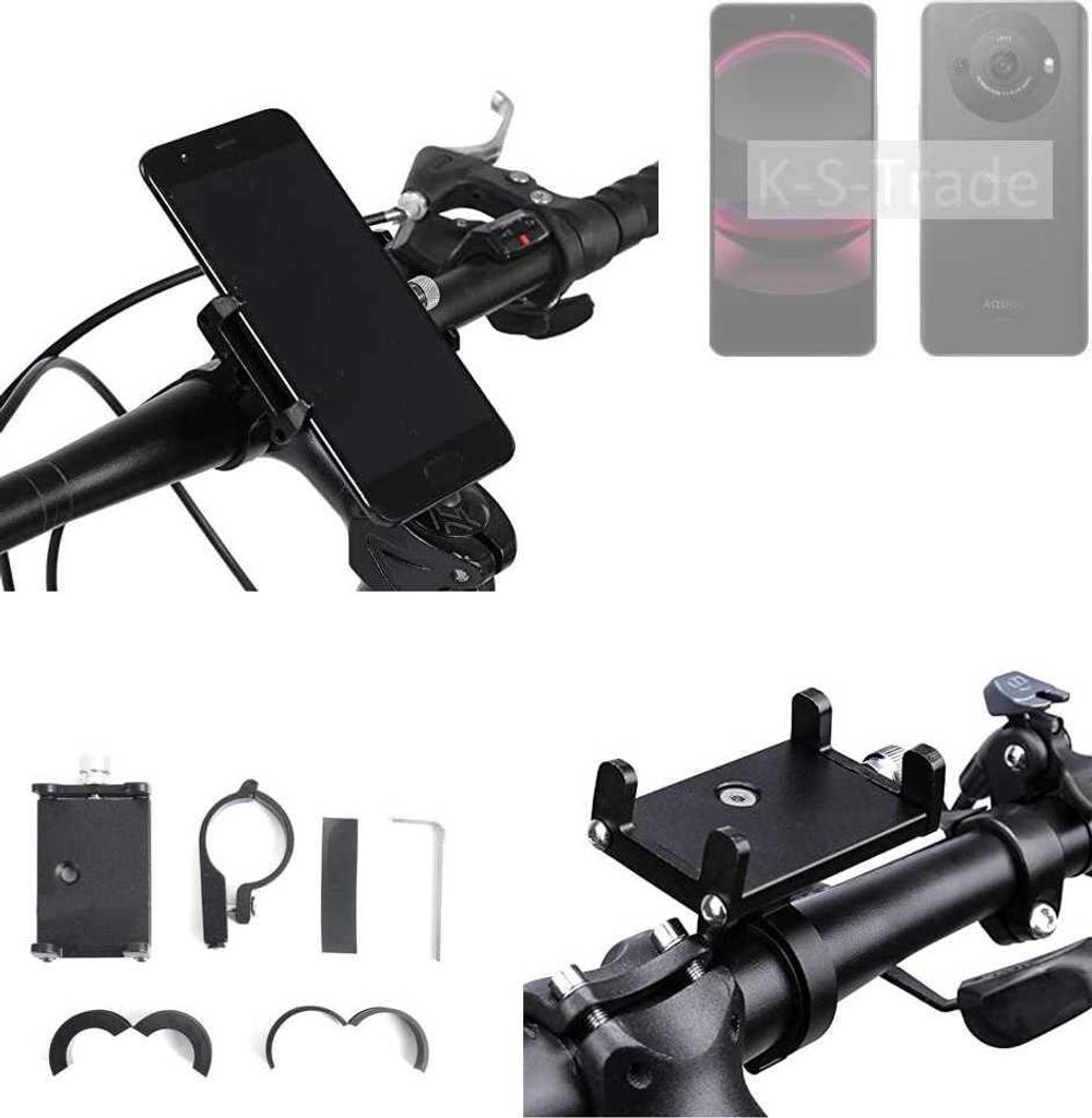 K-S-Trade Handyhalterung für das Fahrrad kompatibel mit Sharp Aquos R8 Pro Halter Lenkstange Fahrradhalterung Motorrad Bike Mount Befestigung