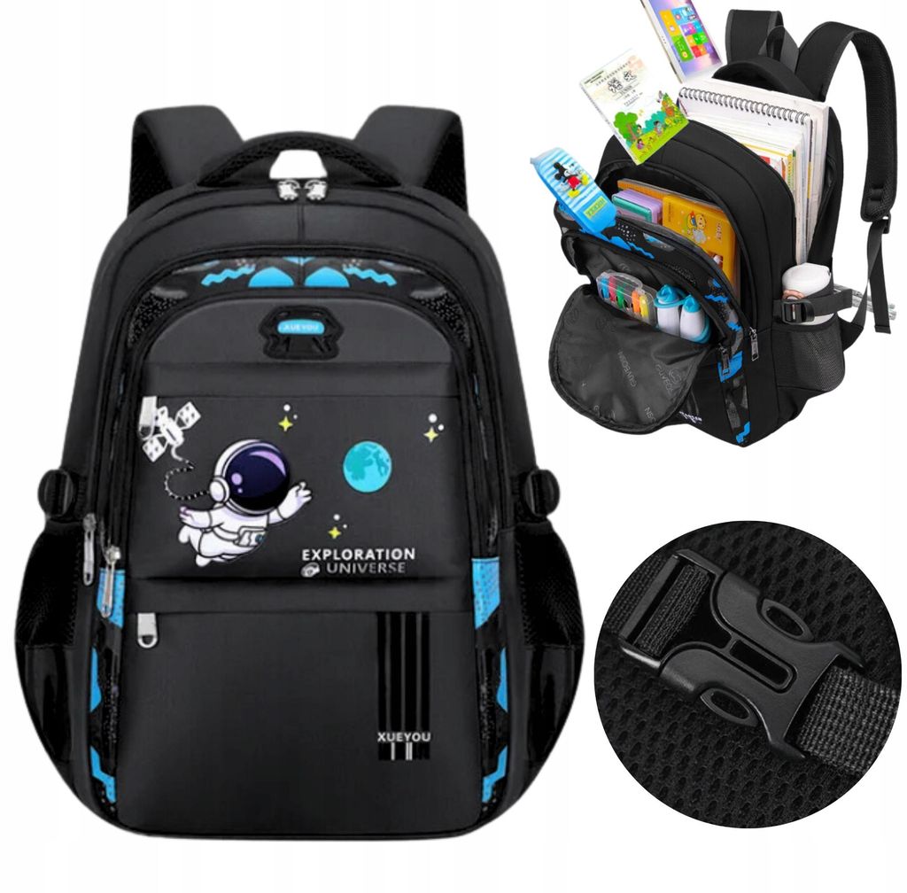 Schulrucksack Grundschule Schwarz - Wasserdicht Schultasche Produktbild 