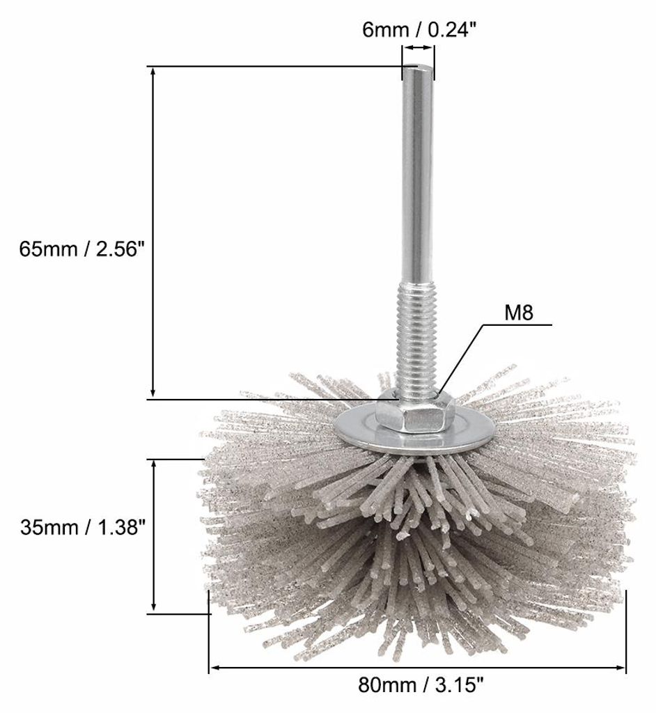 Nylon Bš¹rstenaufsatz Scheibenbš¹rste Drahtscheibenbš¹rste 80 K?rner mit Schaft ? 6 mm