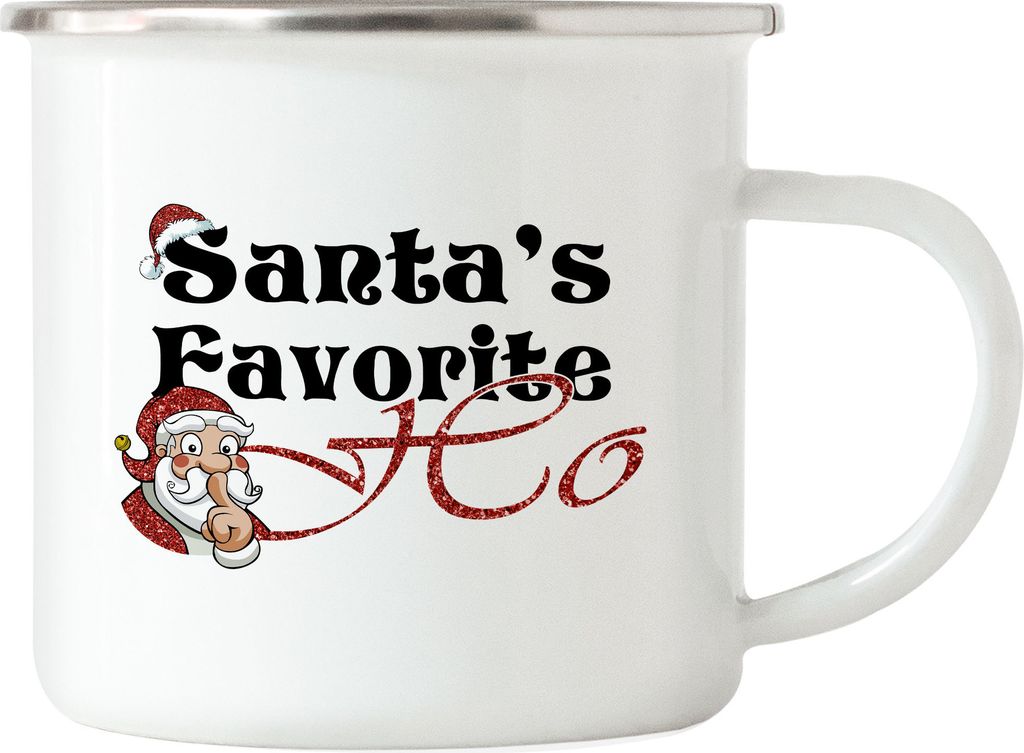 Santa's Favorite Ho Emaille-Tasse Geschenkidee Liebe Freundin Freund Schlüpfrig Humor Hoe Motiv für Weihnachten