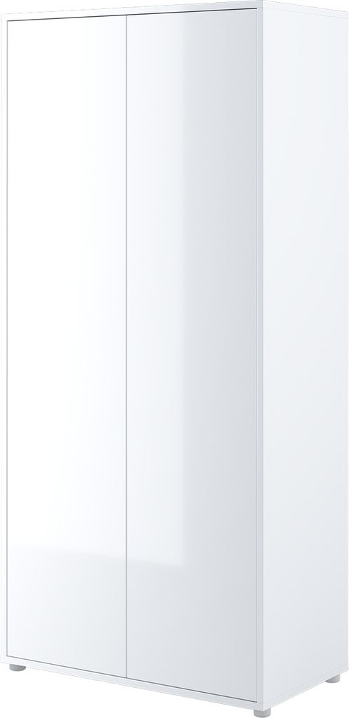 MEBLINI Kleiderschrank 2 Türig für Schrankbett Bed Concept - Drehtürenschrank mit Einlegeböden und Kleiderstange - BC-20 - Weiß Hochglanz/Weiß