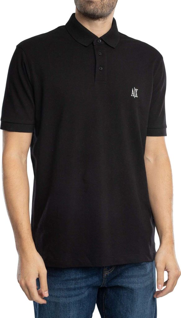 Armani Exchange Poloshirt mit Logo auf der Brust, Schwarz M