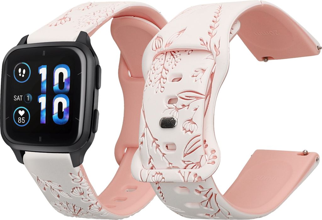 kwmobile Silikon Ersatzarmband kompatibel mit Garmin Venu Sq Music / Sq Armband - Silikonarmband mit geprägtem Design - Geprägtes Muster