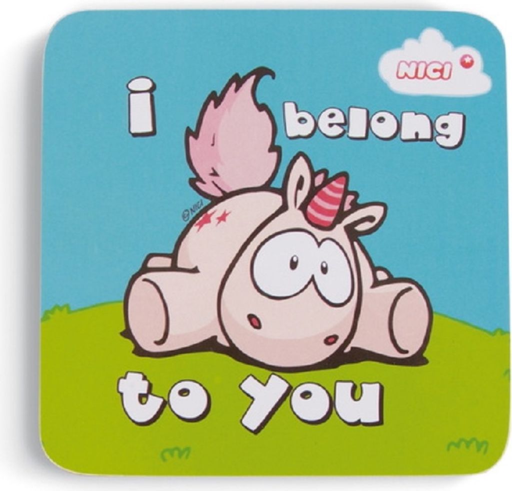 Nici Untersetzer Einhorn Korkuntersetzer 9,5x9,5cm Botschaft "I belong to You" für Gläser Tassen Becher Tischuntersetzer 42455 (2er-Set = 2 Stück)