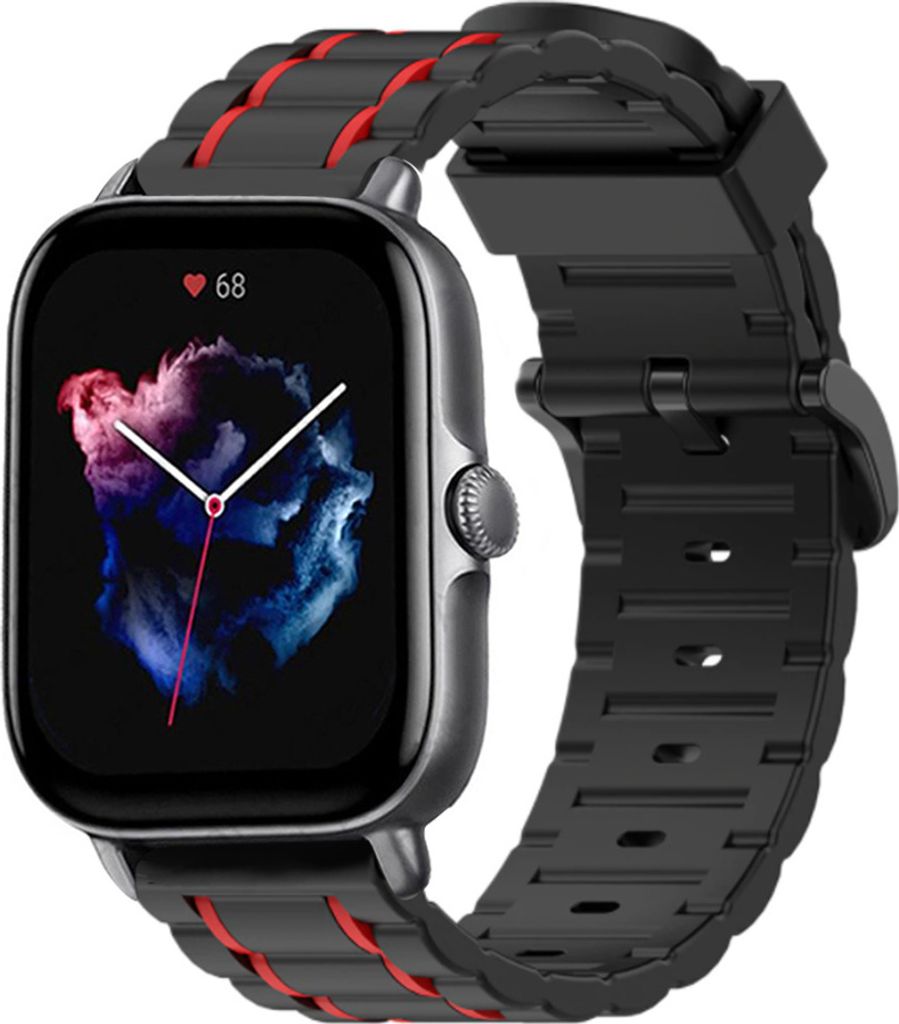 Strap-it Amazfit GTS 3 Sport Schnallenarmband (Schwarz/Rot)