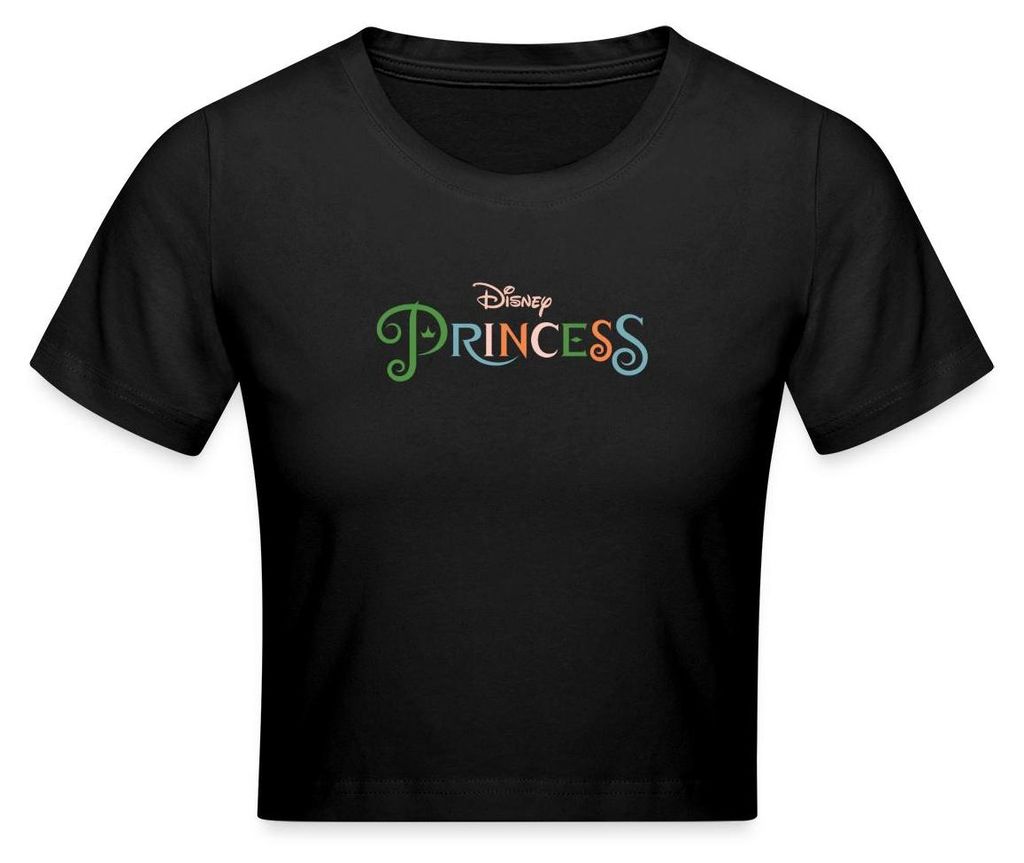 Disney Prinzessinnen Schriftzug Mit Logo Crop Top, M, Schwarz