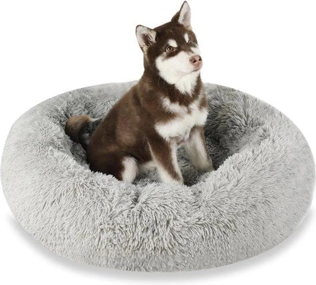 Couchage pour chien rond en laine déhoussable et orthopédique - 100cm