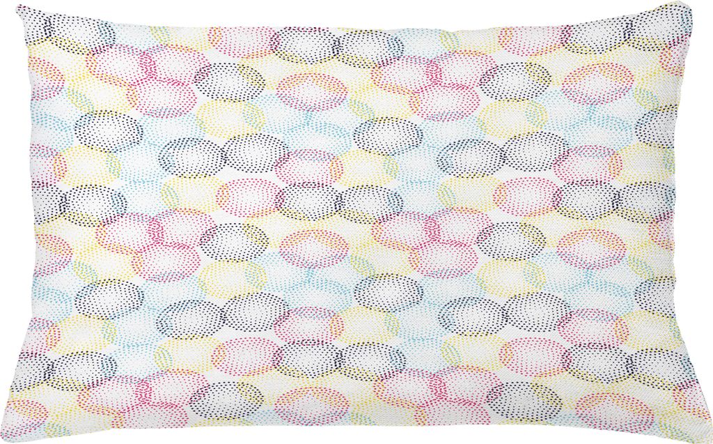 ABAKUHAUS Geometrisch Kissenbezug, Illustration of Modern Art-Muster mit Runden in Pointillismus Stil, 65 x 40 cm, Weiß und Mehrfarbig