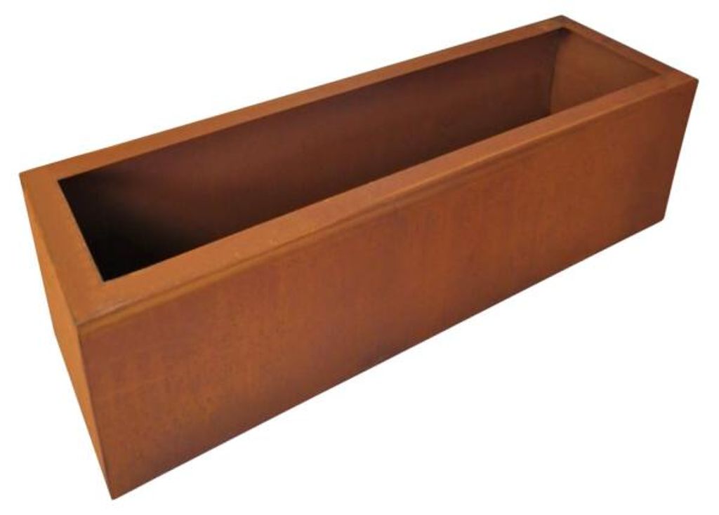 Edelrost Pflanzkübel rechteckig breit 120x30x30 cm Produktbild 