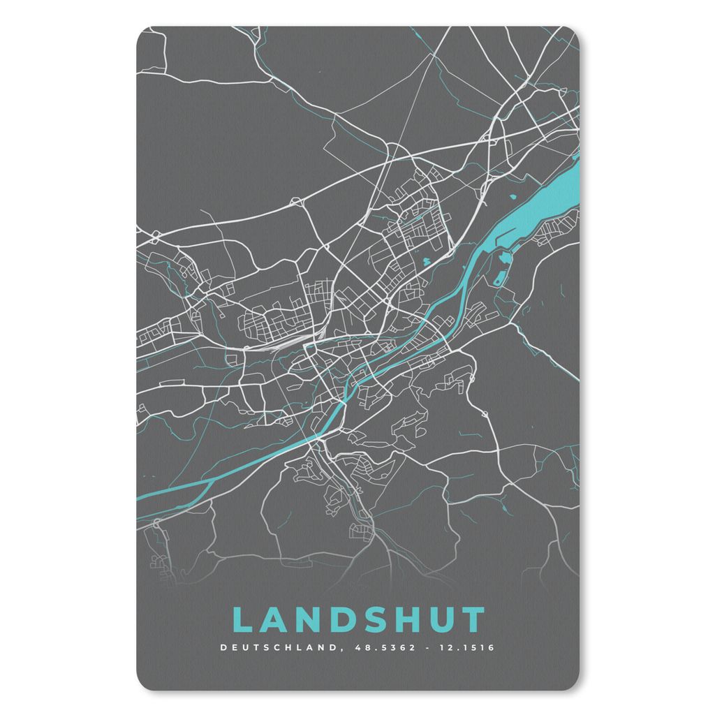 MuchoWow Mauspad Mousepad Deutschland - Blau - Landshut - Stadtplan - Karte 18x27 cm - Mousepads - Maus Mat - Pad - Mausunterlage