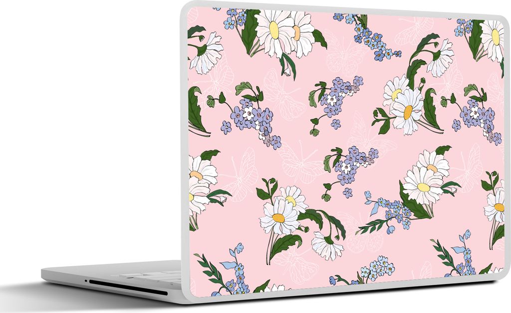 MuchoWow Laptop Aufkleber Sticker Cover Muster - Vergissmeinnicht - Blumen - Mädchen - Kinder - Kinder 30x21 cm - Sticker für Laptop - Selbstkl...