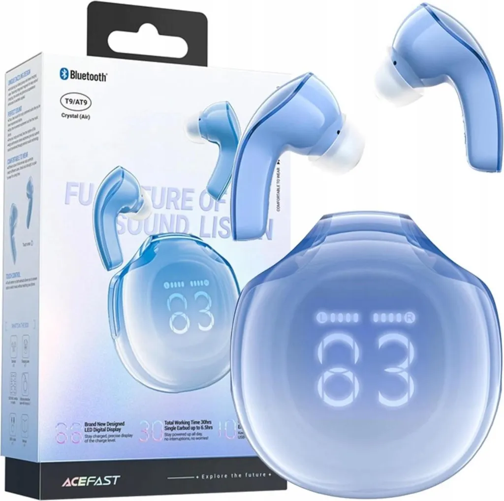 Auricolari Acefast T9 Blu: Bluetooth 5.3 e Batteria 30 Ore