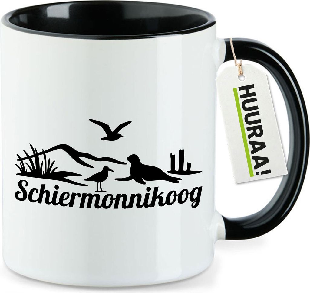 Huuraa Kaffeetasse Schiermonnikoog Niederlande 330ml Schwarz Keramik Kaffeebecher Geschenkidee