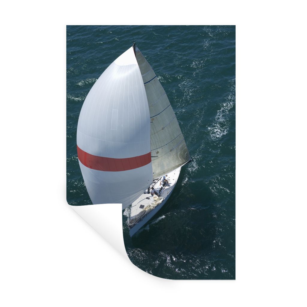MuchoWow Wandtattoo Wandsticker Wandaufkleber Segeln - Boot - Meer 80x120 cm Selbstklebend und Repositionierbar - Repositionierbar - Wasser abwei...