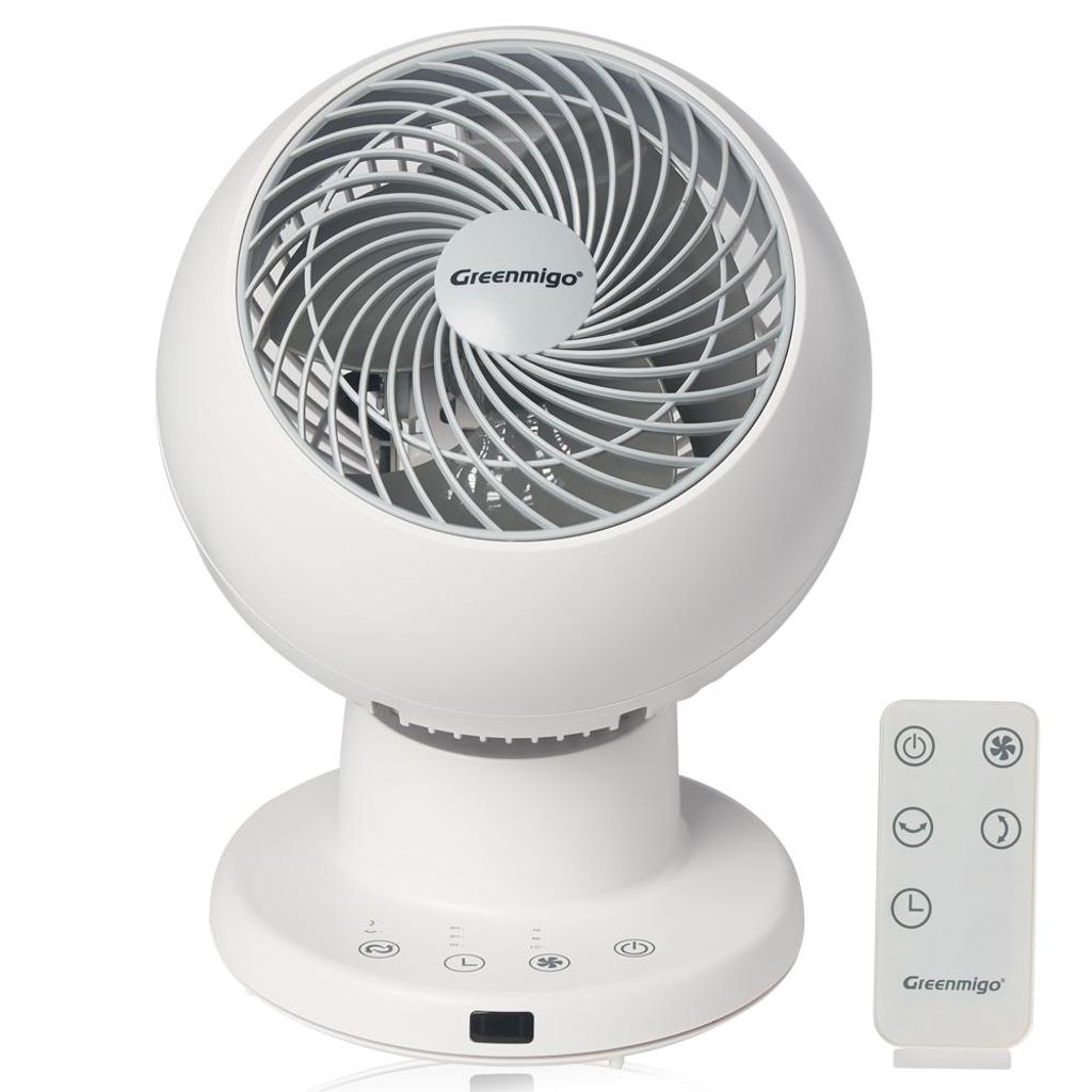 Greenmigo Tischventilator Oszillierend 73° Horizontal & Vertikal – Leise, 3 Windstufen, Timer 1/2/4h, Mit Fernbedienung, Starker Luftstrom, Komp...