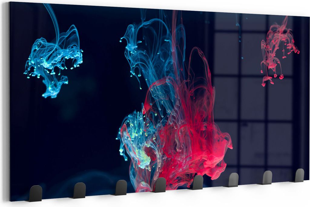 DEQORI Kleiderhaken Glas 60x30 cm 'Tintentropfen im Wasser' Wand Garderobe beschreibbar