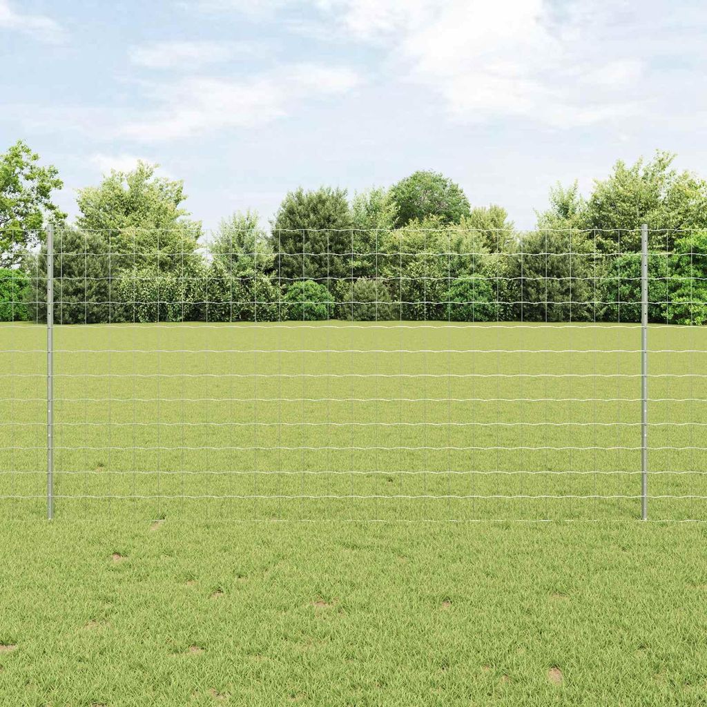 vidaXL Zaun mit Pfosten Silber 1,2 x 25 m Stahl