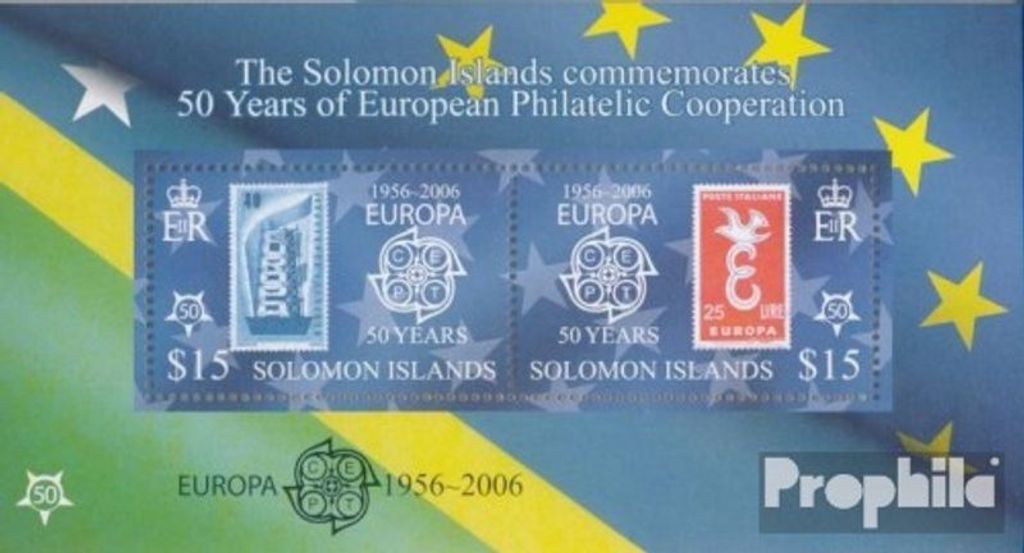 Briefmarken Salomoninseln 2005 Mi Block89 postfrisch 50 Jahre Europamarken