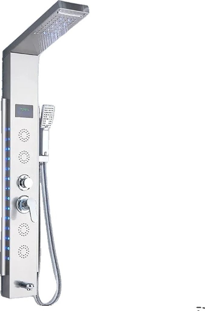 LED-Duschpaneel, digitales Temperaturdisplay, wandmontierte Installation, Gebürstetes Nickel 8003