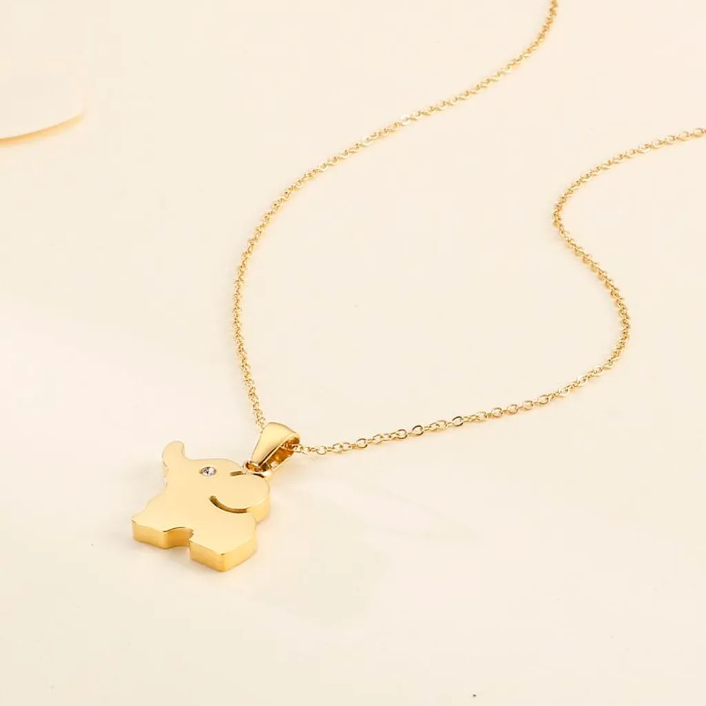 Set composto da collana e orecchini in oro con motivo elefante in acciaio - 4