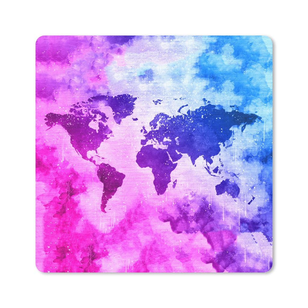 MuchoWow Mauspad Mousepad Weltkarte - Rauch - Farben 30x30 cm - Mousepads - Maus Mat - Pad - Mausunterlage - Gaming