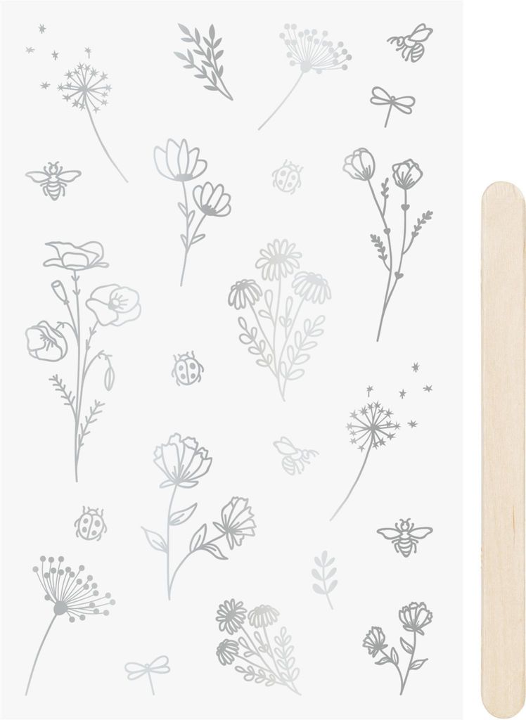 Heyda Rubbelsticker Blumen si silber