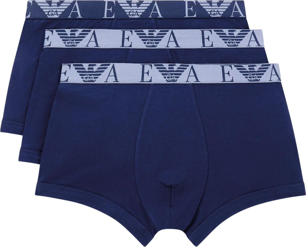 EMPORIO ARMANI Herren Trunks Boxershorts 3-Pack Stretch Baumwolle im Multipack L 3Boxer/Marine