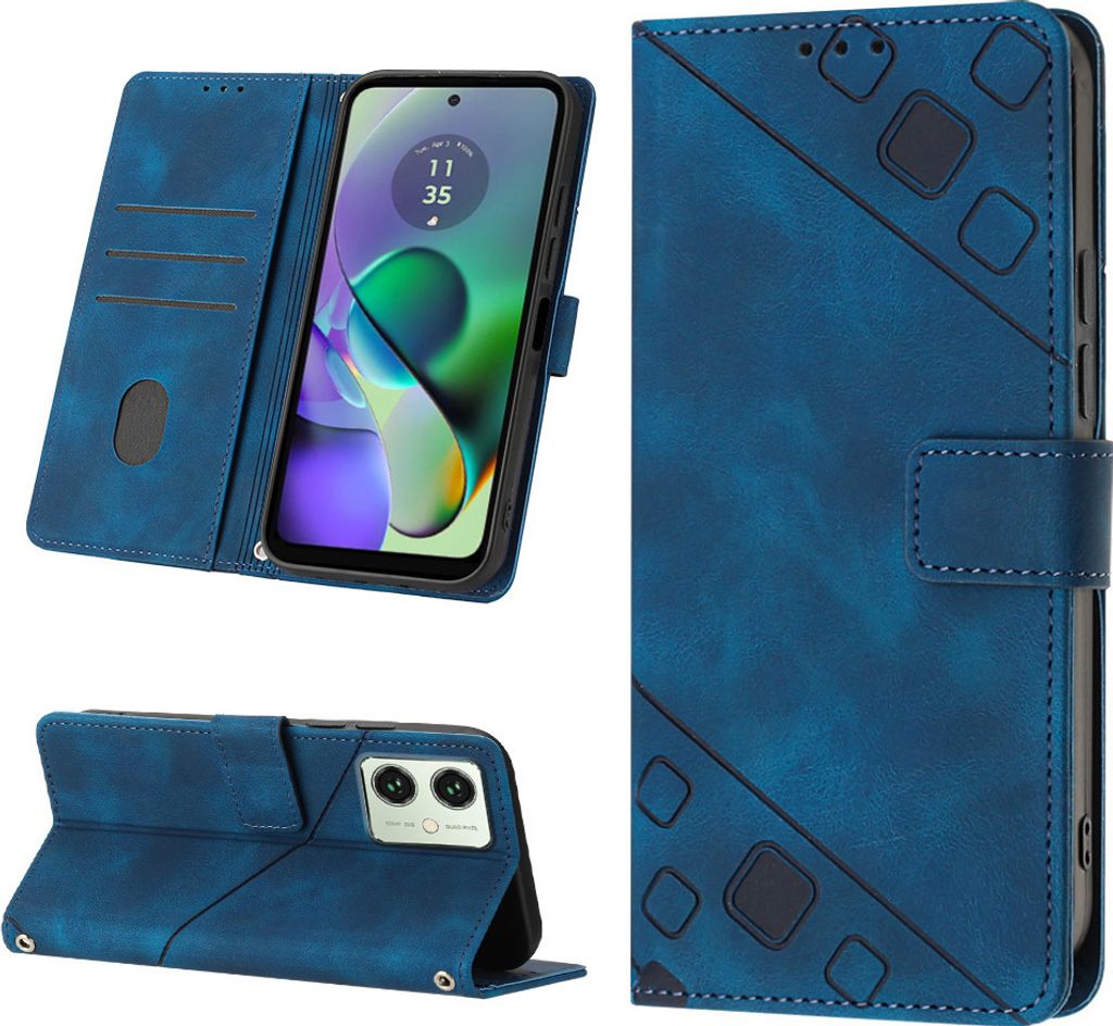 Hülle für Motorola Moto G54 Prägung Flip Leder Brieftasche Produktbild 