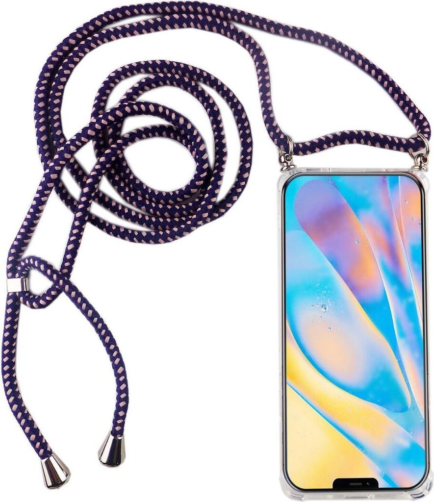 Handykette für Apple iPhone 12 / 12 Pro - Smartphone Necklace Hülle mit Band - Schnur mit Case zum umhängen in Violett